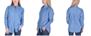 NY Collection Women's Long Puff Sleeve Denim Shirt